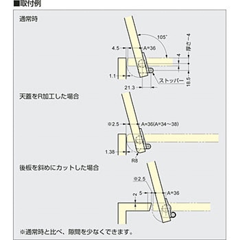 ダンパーヒンジ木製扉用 HG-JHM型 LAMP(スガツネ)