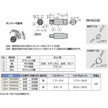 ラプコン・ダンパーヒンジ UDH-16N型 LAMP(スガツネ)