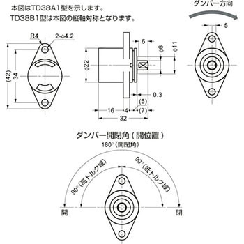 ロータリーダンパー TD38型 LAMP(スガツネ)
