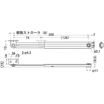 ステンレス鋼製ミニフラップステー L-200P - LAMP(スガツネ工業)