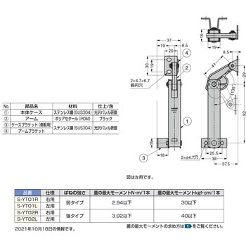ステンレス鋼製 スプリングステー S-YT型(側板付) LAMP(スガツネ)