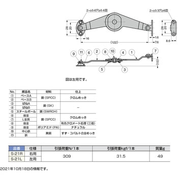 ワンタッチステー S-21 キャッチ機構付 (左右あり) LAMP(スガツネ)