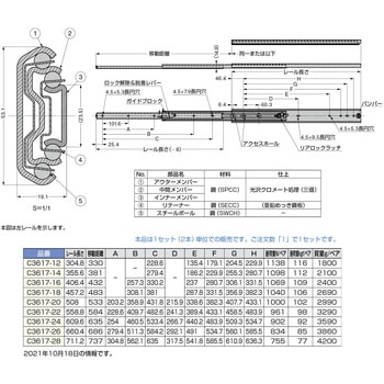 スライドレール C3617 LAMP(スガツネ工業)
