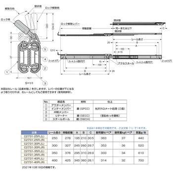 スライドレール C2731FL - LAMP(スガツネ工業)