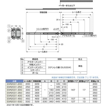 オールステンレス鋼製スライドレール ESR2031 LAMP(スガツネ)