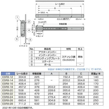 オールステンレス鋼製リニア型多目的スライドレール ESR9 LAMP(スガツネ)