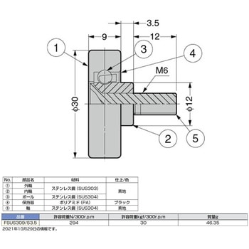 非磁性体ステンレスベアリングFSUS309/S3.5 LAMP(スガツネ)