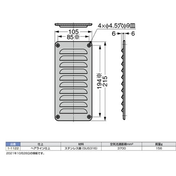 ステンレス鋼製ベンチレーター 1-1122 LAMP(スガツネ工業)