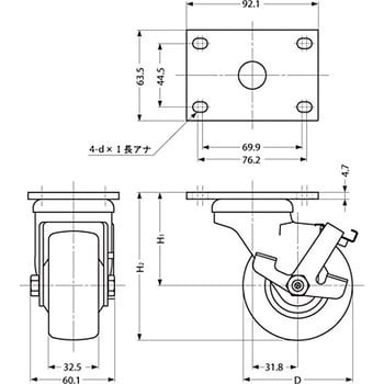 SUG-16-635B-XSR 重量用キャスター 60シリーズ 1個 スガツネ(LAMP