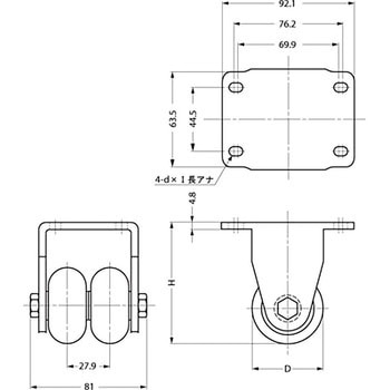 低床式双輪キャスター 30シリーズ LAMP(スガツネ)