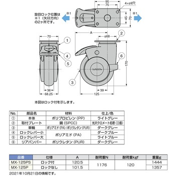 大型デザインキャスター MX型 LAMP(スガツネ)