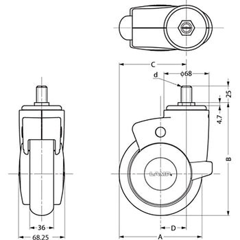 大型デザインキャスター MX型 LAMP(スガツネ)