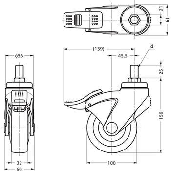 表示器付単輪キャスター EX-100P型 LAMP(スガツネ)