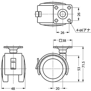 ウレタン車キャスターBU型 LAMP(スガツネ)
