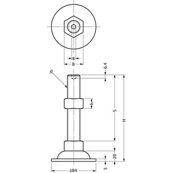 ADH-85-30-200 重量用アジャスターADH型(鋼製) 1個 スガツネ(LAMP