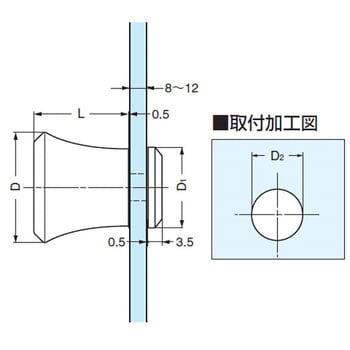 DG-BT30-CR ガラス用つまみ DG-BT型 1個 スガツネ(LAMP) 【通販サイト