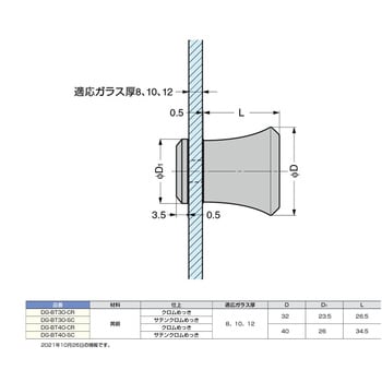 DG-BT30-CR ガラス用つまみ DG-BT型 1個 スガツネ(LAMP) 【通販サイト