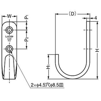 HJT-70S ランプ印 ステンレス鋼製フック HJT型 1個 スガツネ(LAMP