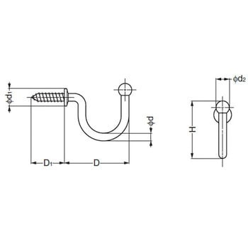 ランプ印 ステンレス鋼製玉付フック TF型 LAMP(スガツネ工業)