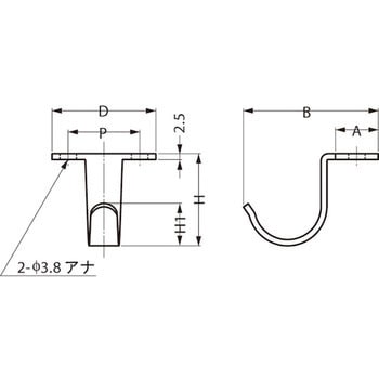 ランプ印 ステンレス鋼製フック HJU型 LAMP(スガツネ工業)