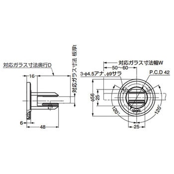 Zwei L ステンレス鋼(SUS316)製 ガラスクランプ LAMP(スガツネ)