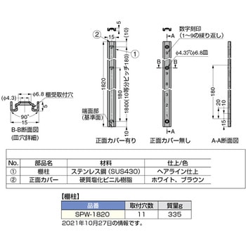 ランプ印 ステンレス鋼製棚柱 SPW-1820 LAMP(スガツネ)