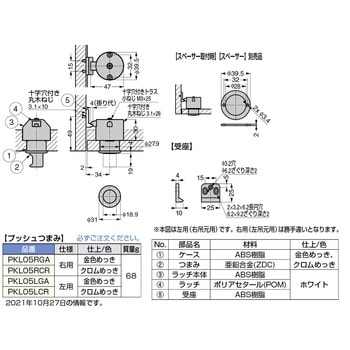 ランプ印 プッシュラッチ PKL05 LAMP(スガツネ)