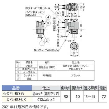 ランプ印 デザインプッシュラッチ DPL-RO型 LAMP(スガツネ)