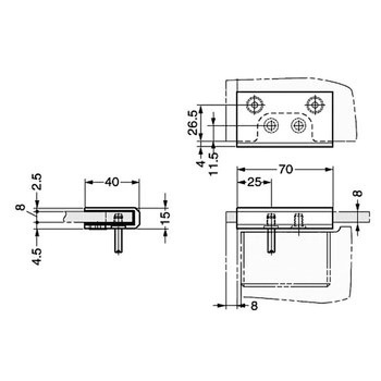 ランプ印 天板ガラス受 XL-GC05-CR型 LAMP(スガツネ)