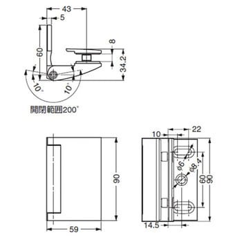 8100ZN5 P&S ガラスドア用 マグネット付丁番 8100型 1個 スガツネ(LAMP