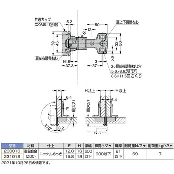 ワンタッチ丁番 全かぶせ仕様 LAMP(スガツネ工業)