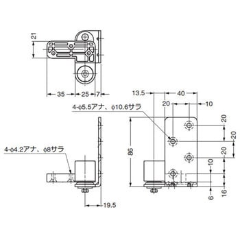 PH-01 ランプ印 木扉用ピボットヒンジ 左右・上下調整付、ワンタッチ