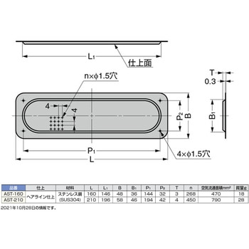 ランプ印 ステンレス鋼製空気孔 面付オーバルタイプ(釘打) AST型 LAMP(スガツネ)
