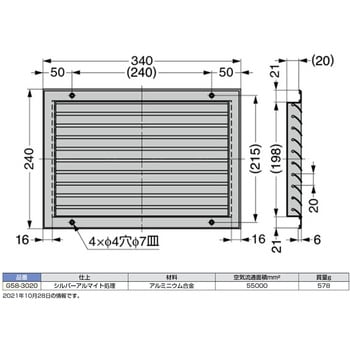 G58-3020 ベンチレーター 1個 スガツネ(LAMP) 【通販モノタロウ】