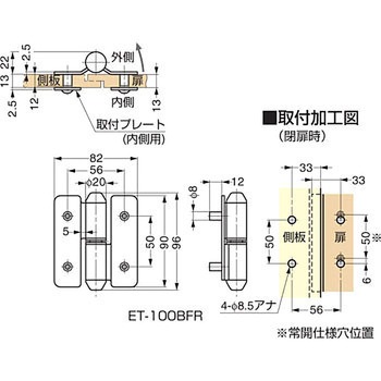 丁番 ET-100BF型 LAMP(スガツネ)