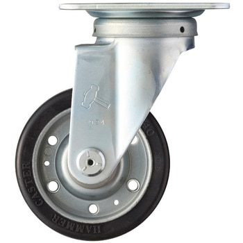 400S 自在車(鉄板ホイール巾広ゴム巻車輪) - ハンマーキャスター