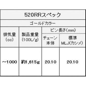 520RR(GP；GP) 108L MLJ シールチェーン 520RR ゴールド 1本 EK