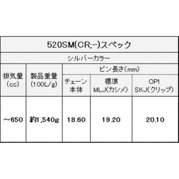520SM/3D(CR；-) 96L MLJ シールチェーン 520SM/3D シルバー 1本 EK