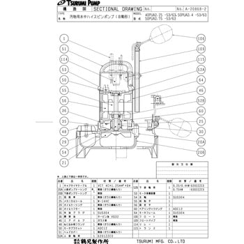 50PUA2.75 汚物用水中ハイスピンポンプ (バンクスシリーズ) PU型 1台