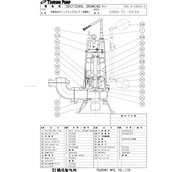 50BA2.75 汚物用水中ノンクロッグポンプ B型 1台 鶴見製作所