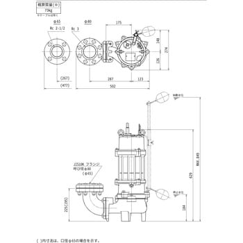 80UA23.7 汚物用水中ハイスピンポンプ U型 1台 鶴見製作所 【通販