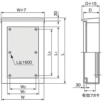 盤用キャビネット屋外形 屋根付 鋼板製 パナソニック(Panasonic ...