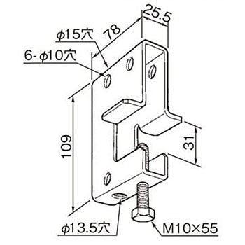 吊りボルト支持金具・固定型(一般形鋼用)