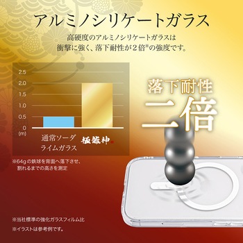 iPhone 16 MagSafe対応・超硬度・耐傷ガラスハイブリッドケース「GOD GLASS 極龍神」 クリア ストラップホール搭載 耐衝撃 GOD GLASS