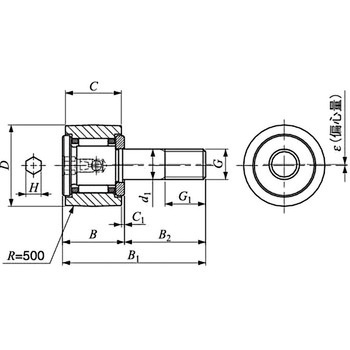 偏心スタッドカムフォロア CFES-B(保持器付き) IKO(日本トムソン)