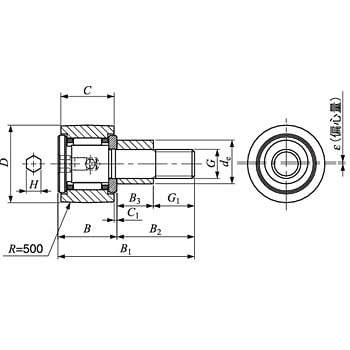 偏心カラー付きカムフォロア CFE-B(保持器付き) 日本トムソン(IKO