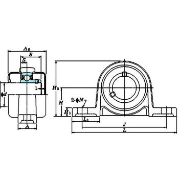 UP 小型・軽量ピロー形(円筒穴・カバー付き) FYH(日本ピローブロック)