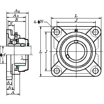 のフランジ FYH 日本ピローブロック UCFX14C 角フランジ形ユニット 筒穴・鋼板カバー付き(貫通形)：伝動機 店 するのに