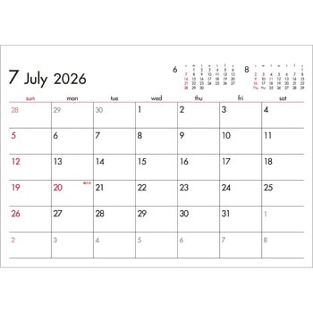 【名入れ】6Weeks Calendar(レッド) レスタス