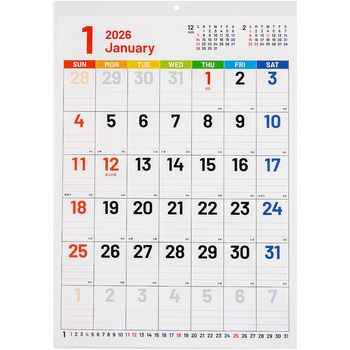 壁掛けカレンダー2026文字月表SC/四六4切 ナカバヤシ